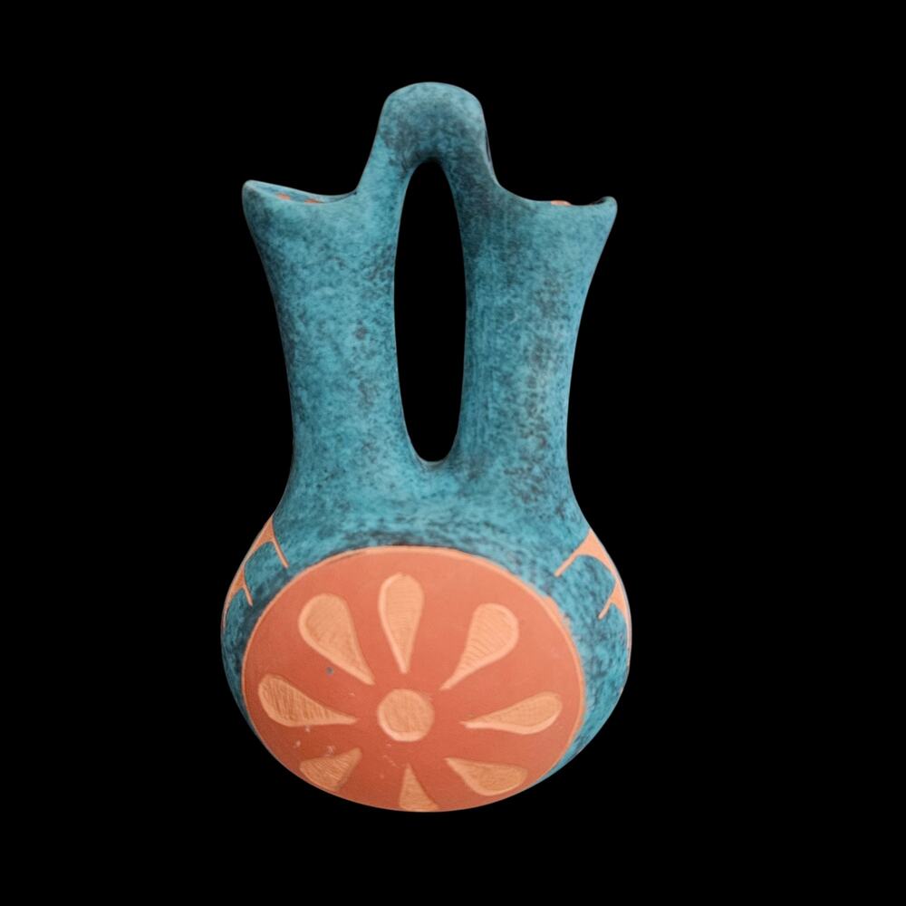 JIS Lewis Acoma Pueblo Pottery Wedding Vase Signed 2012 Southwest Native Art